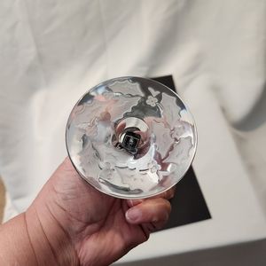 MIKASA RADIANT HOLLY Frosted Etched Crystal Taper Candle Holder set